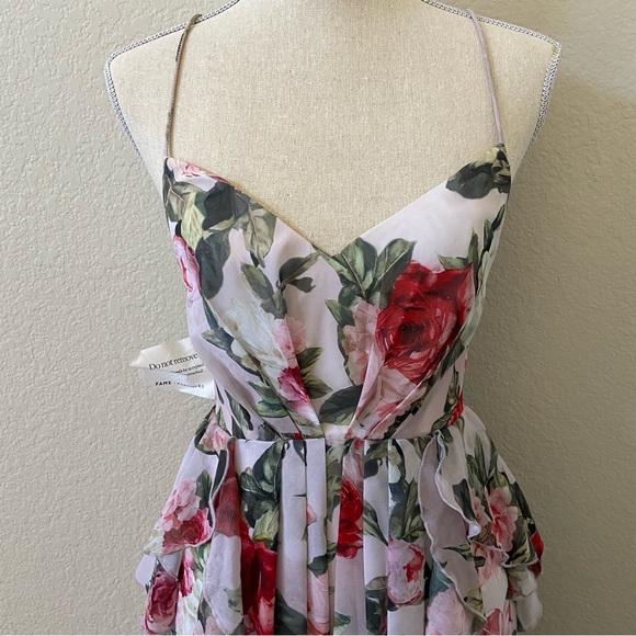 *Flaws* Fame and Partners Queen Ann Dress Size 4 Floral Ruffle Maxi Dress - Picture 5 of 16